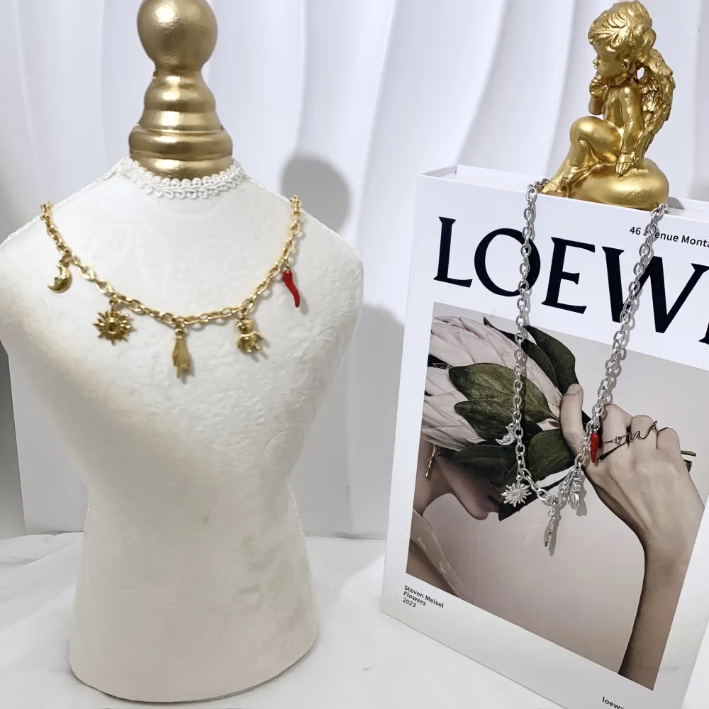 Luna Sole Orsetto Cornino-Collana Corta in Acciaio - CAC-103-AA4524N