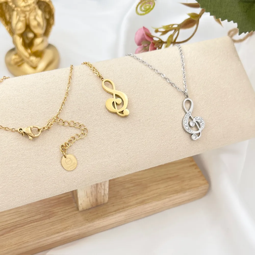 Nota Musicale-Collana Corta in Acciaio - CAC-103-AA4534N