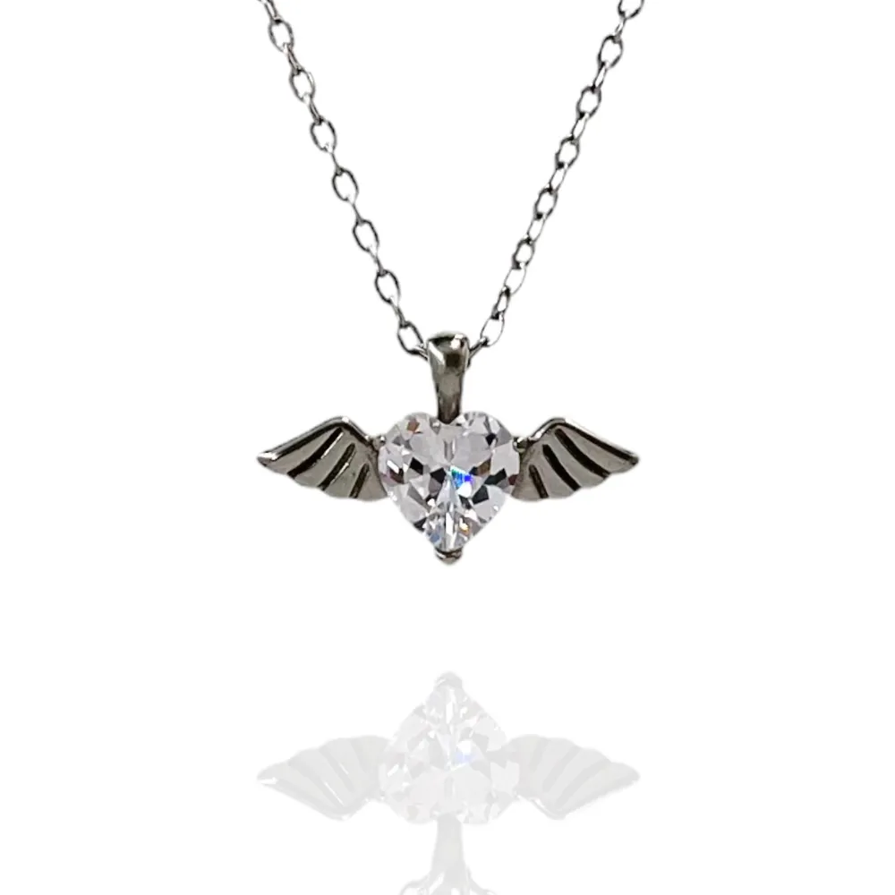Cuore con le Ali-Collana Corta in Acciaio - CAC-103-AA497N