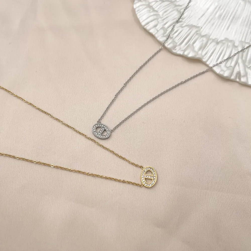 Cerchio Ovale -Collana Corta in Acciaio - CAC-103-AA755N