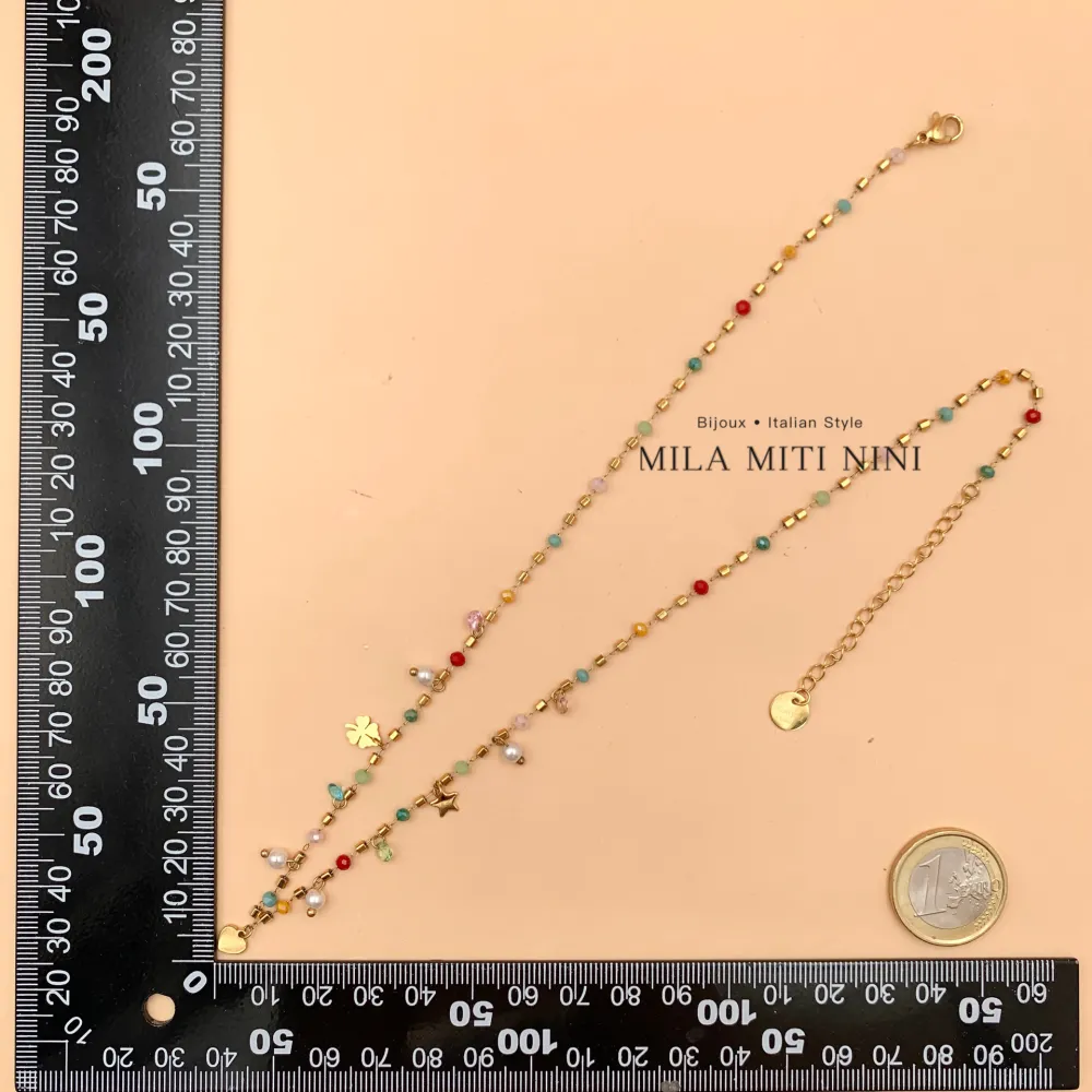 Cuore Stella Quadrifoglio -Collana Corta in Acciaio - CAC-103-AA79N