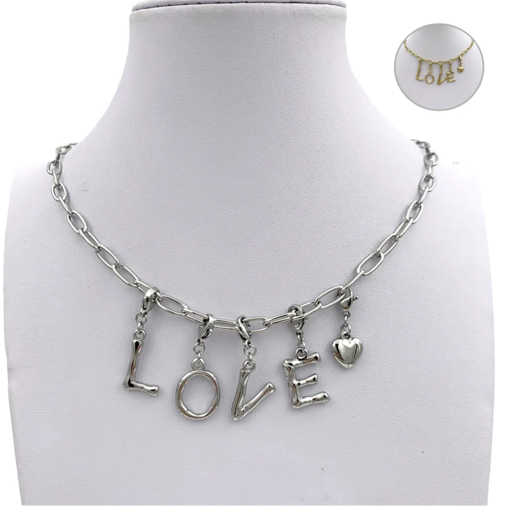 CAC64455-Catena Love - Collana Corta in Acciaio - CAC104-203