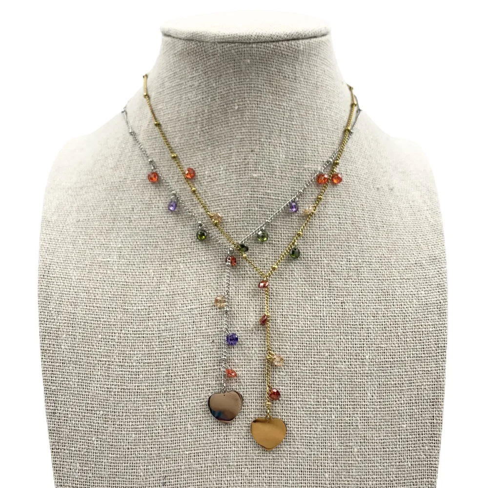 Cuore e Zirconi 3097 - Collana Corta in Acciaio - CAC104-56A