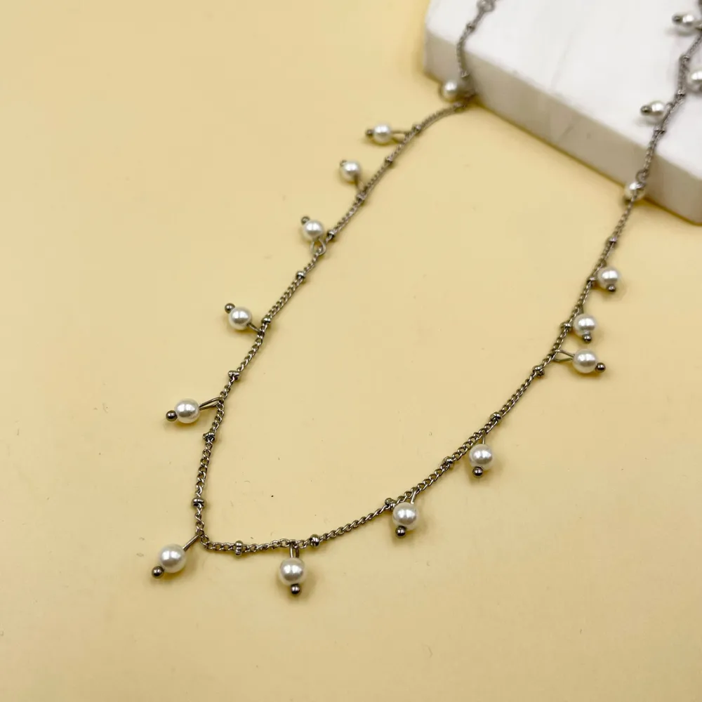 Perla Pendente-Collana Corta in Acciaio - CAC-176-451