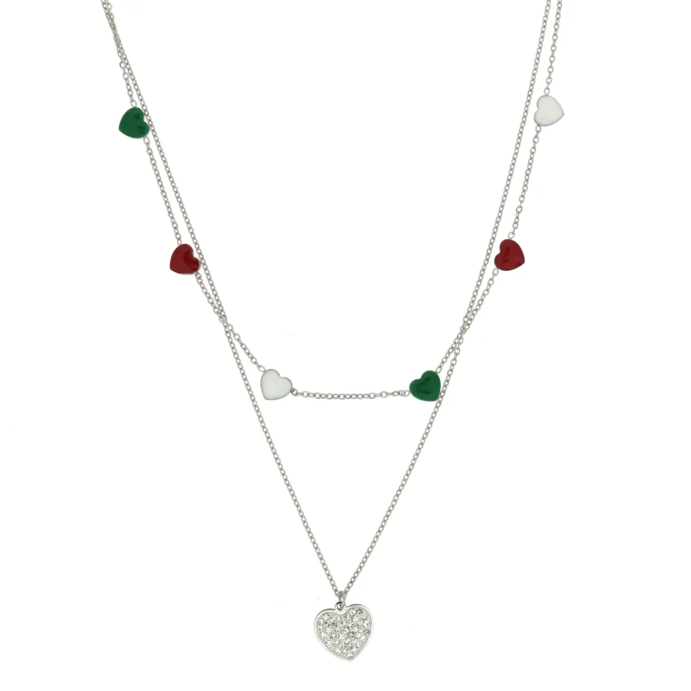 CAC-Cuore Smaltato 5260 - Collana Corta in Acciaio - CAC413-0124