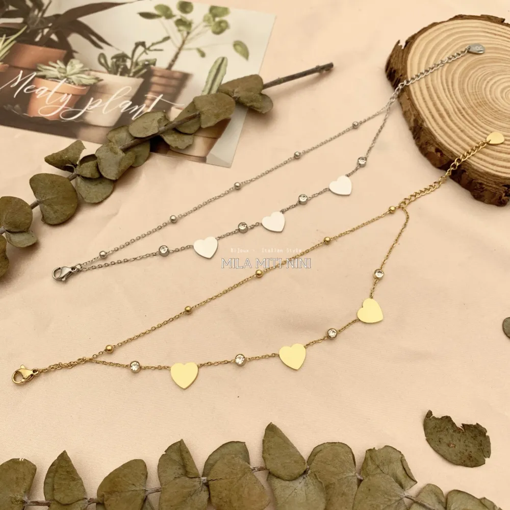 CAC413-1522-Doppio Cuore P.luce -Collana Corta in Acciaio - CAC413-1522-Doppio Cuore P.luce -Collana Corta in Acciaio