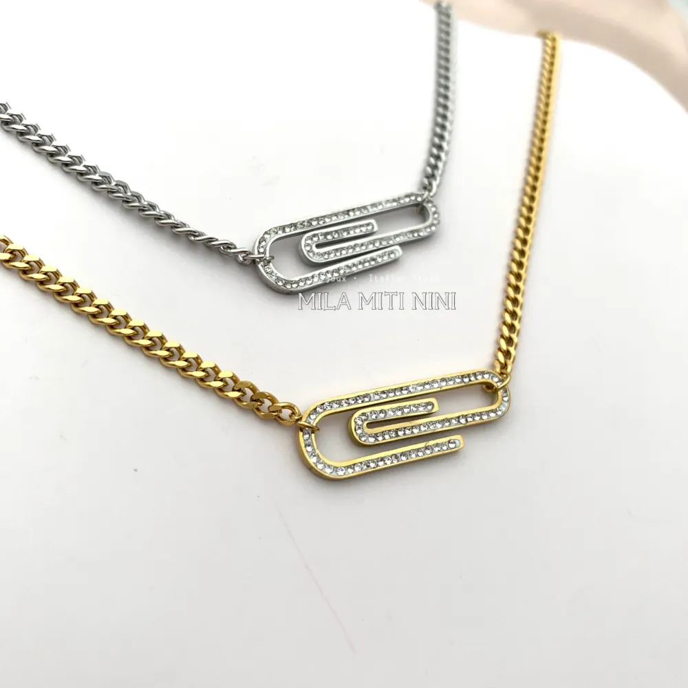 CAC413-1578-Grafetta-Collana Corta in Acciaio - CAC413-1578-Grafetta-Collana Corta in Acciaio