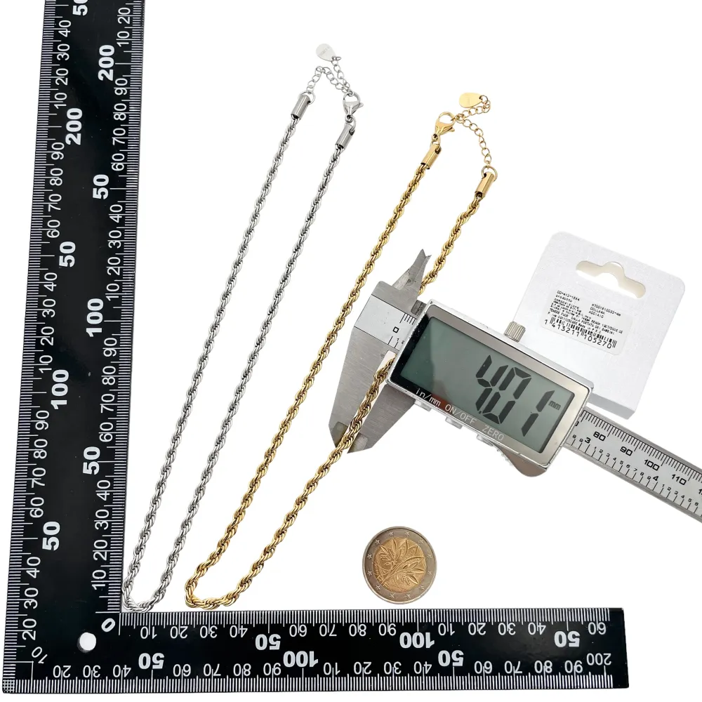 Torchon 4mm-Collana Corta in Acciaio - CAC-413-1584 4mm