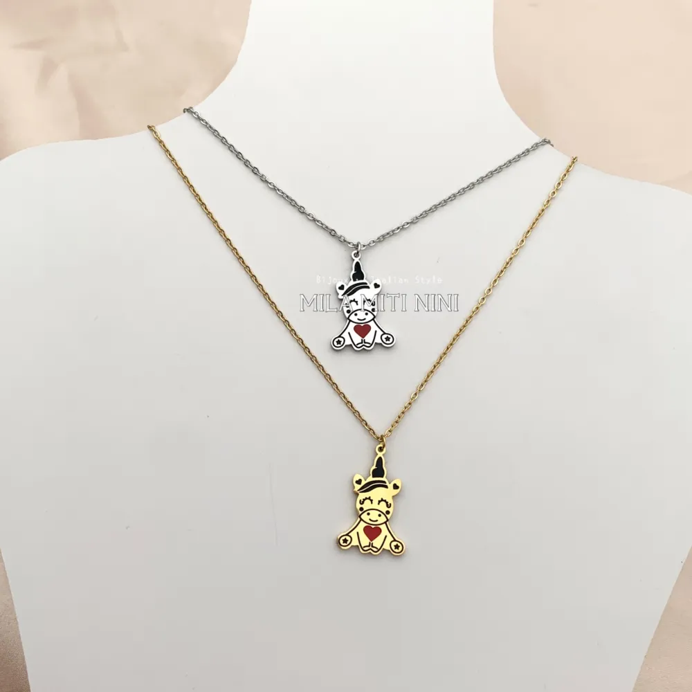 CAC413-1655-Unicorno-Collana Corta in Acciaio - CAC413-1655-Unicorno-Collana Corta in Acciaio