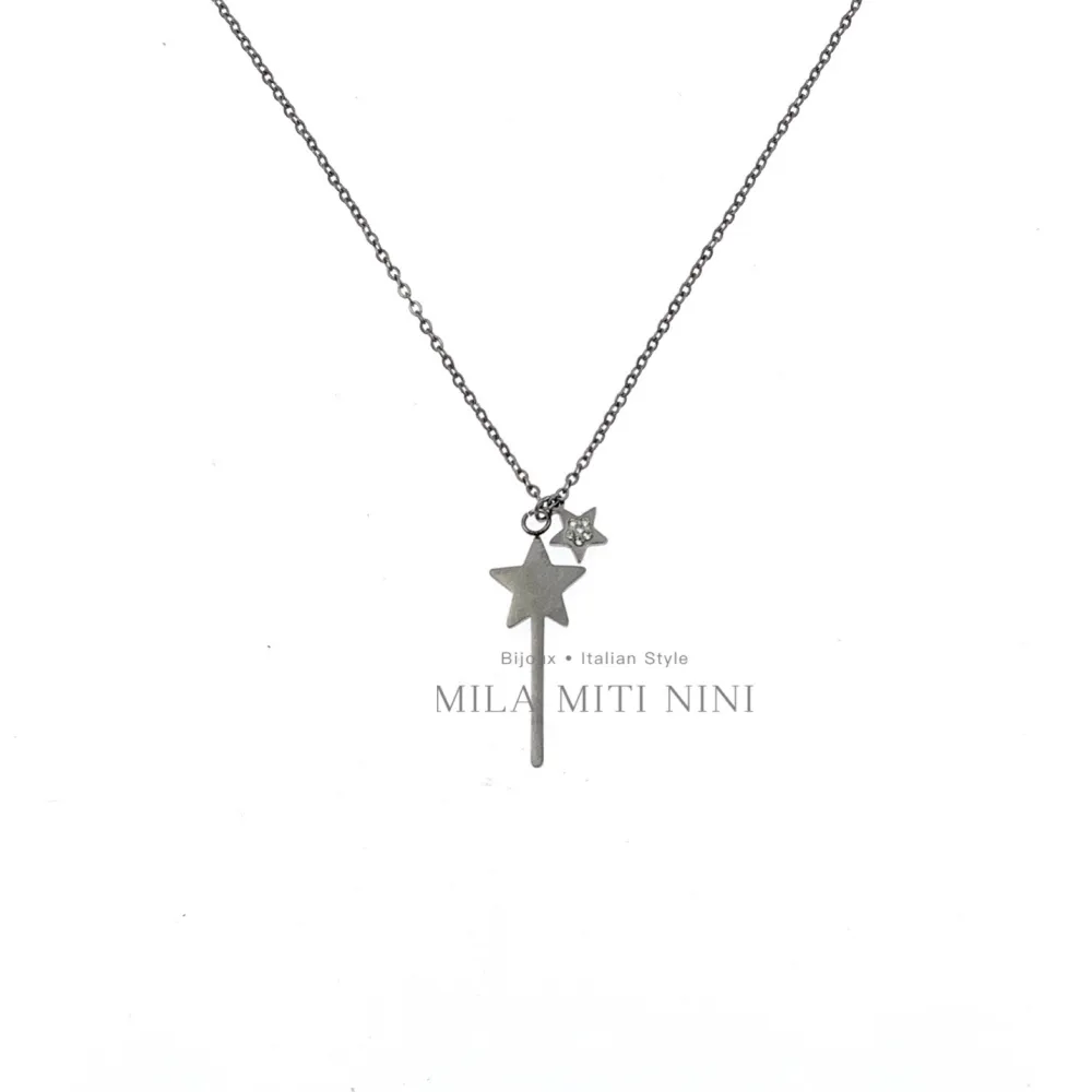 Bacchetta Magica con Stella-Collana Corta in Acciaio - CAC413-1671A