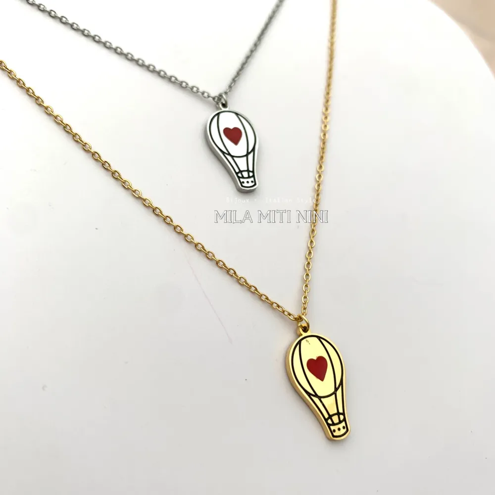 CAC413-1682-Mongolfiera-Collana Corta in Acciaio - CAC413-1682-Mongolfiera-Collana Corta in Acciaio