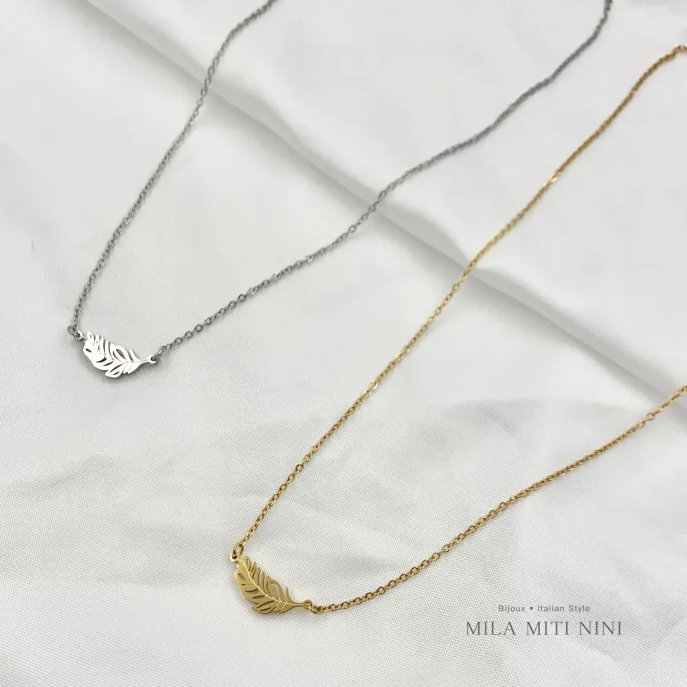 Piuma-Collana Corta in Acciaio - CAC-413-1880