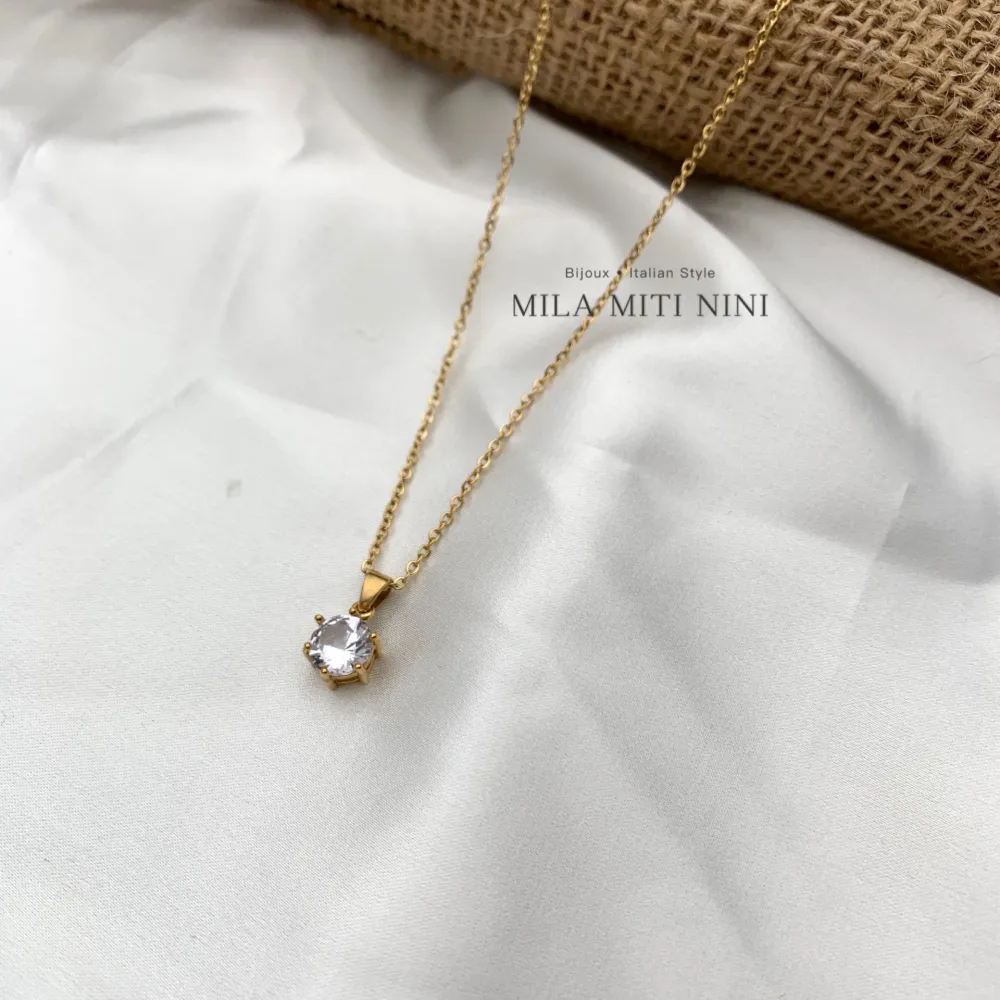 Punto Luce 8mm a 6 Griffe-Collana Corta in Acciaio - CAC-413-2015