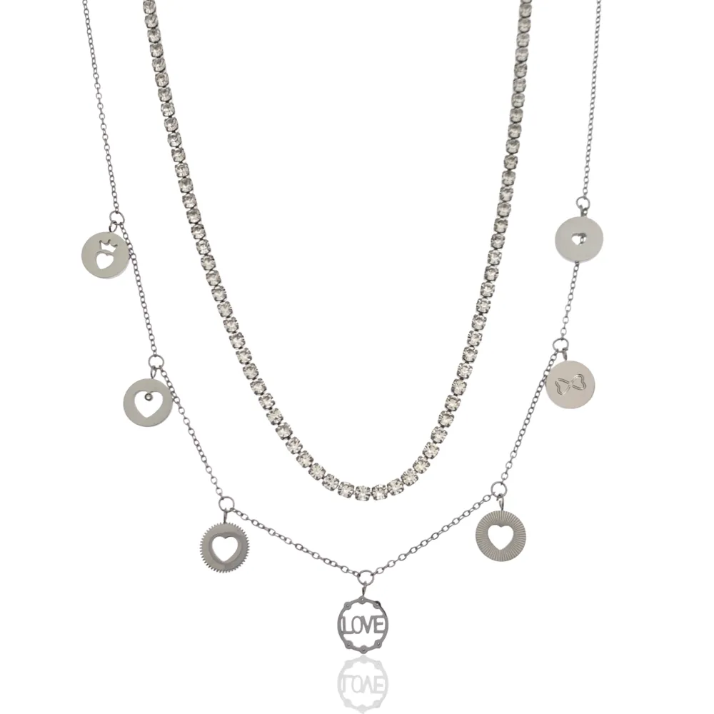 Multifilo Love Cuore-Collana Corta in Acciaio - CAC-413-2115
