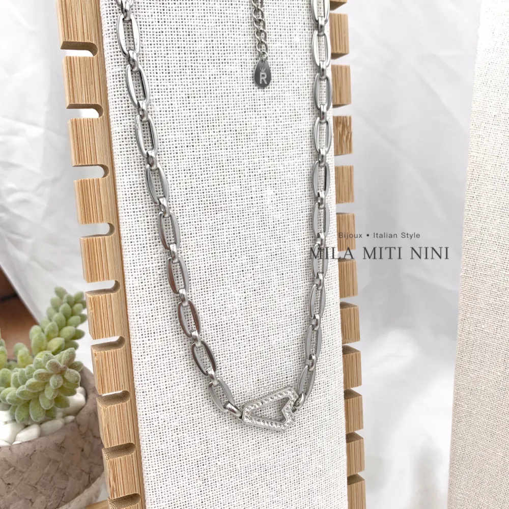 Cuore V -Collana Corta in Acciaio - CAC-413-2119