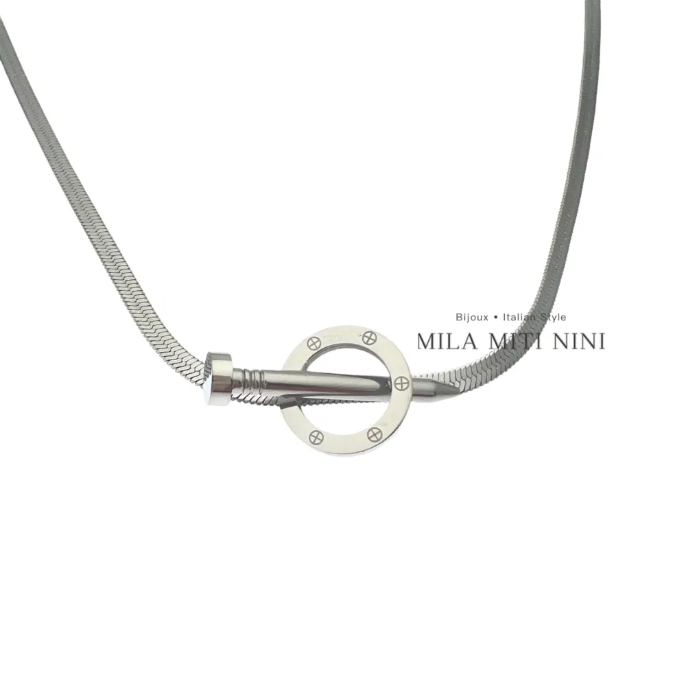 Cerchio con Chiodo -Collana Corta in Acciaio - CAC-413-2131