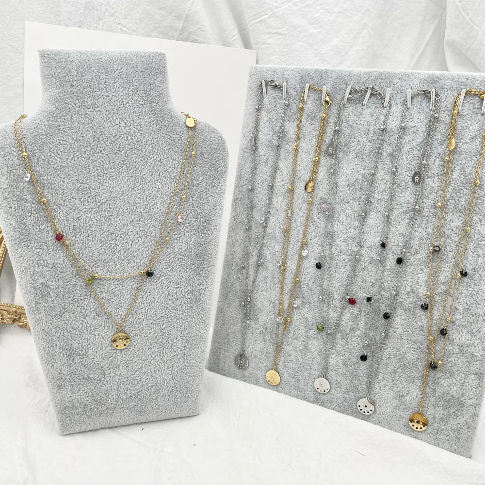 Doppio con Occhio-Collana Corta in Acciaio - CAC-413-2155