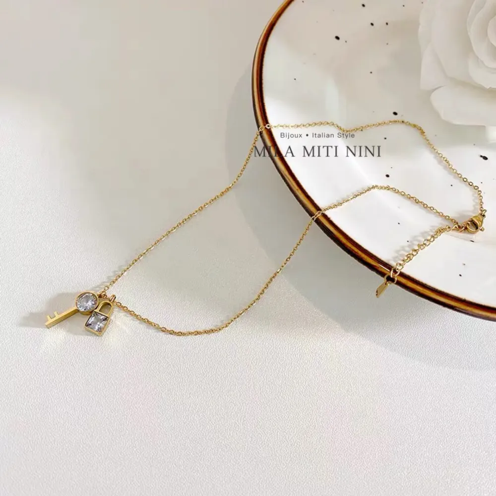 Chiave Lucchetto-Collana Corta in Acciaio - CAC-413-2178