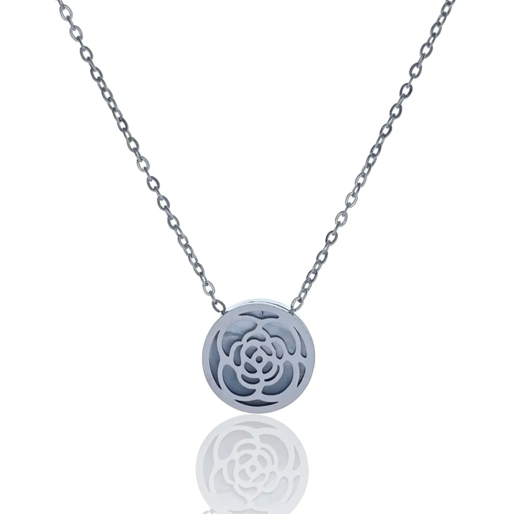 Rosa-Collana Corta in Acciaio - CAC-413-2198S