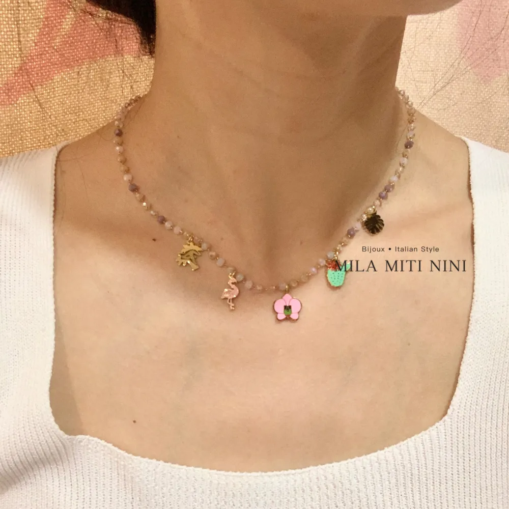 Fenicottero Palma-Collana Corta in Acciaio - CAC-413-2239