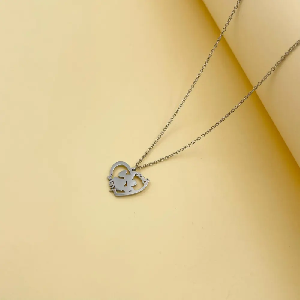 Zampa Cuore Liscio-Collana Corta in Acciaio - CAC413-2279