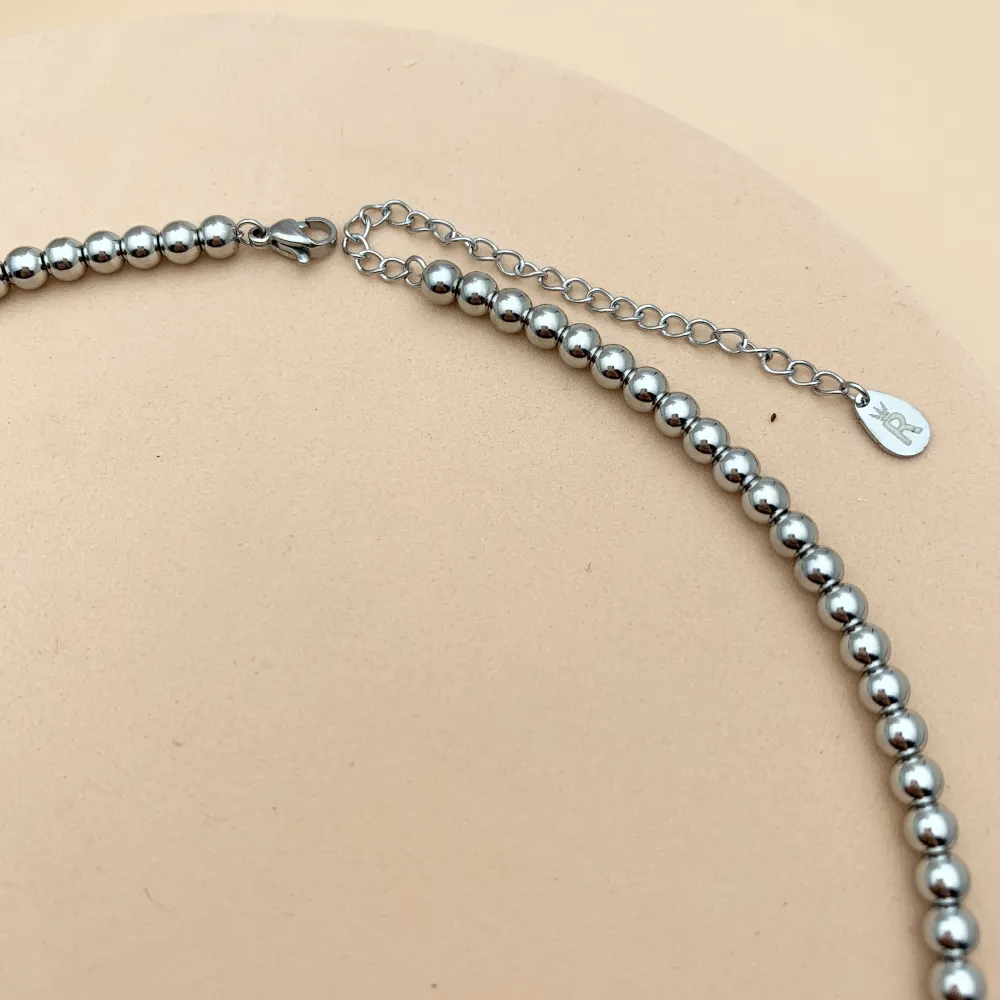 CAC7582-Palline 5mm -Collana Corta in Acciaio - CAC-413-2845 5mm