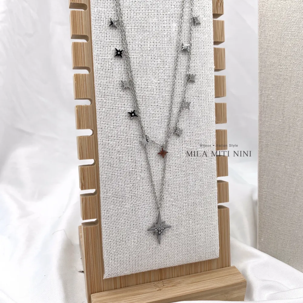 Doppio con Stella Polare -Collana Corta in Acciaio - CAC-413-531