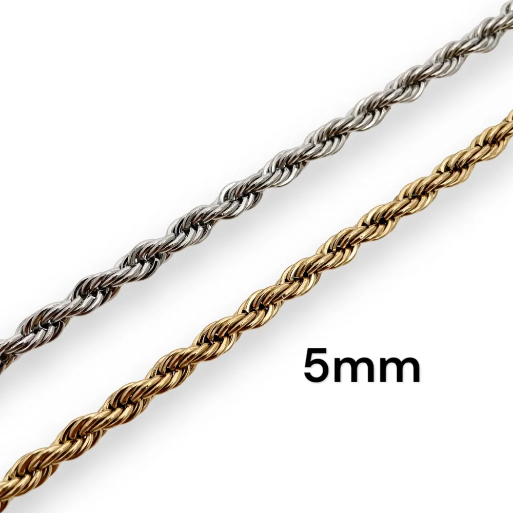 Torchon 5mm-Collana Corta in Acciaio - CAC-413-5mm