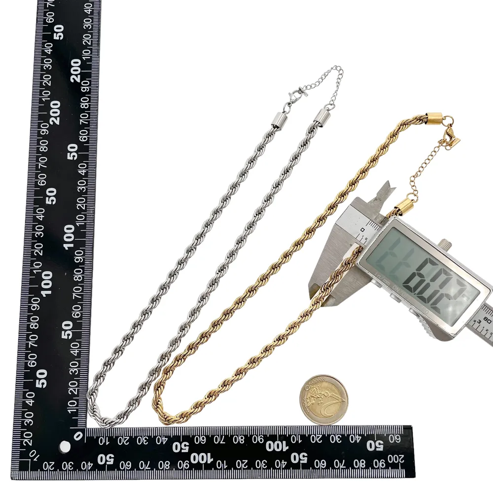 Torchon 6mm-Collana Corta in Acciaio - CAC-413-6mm