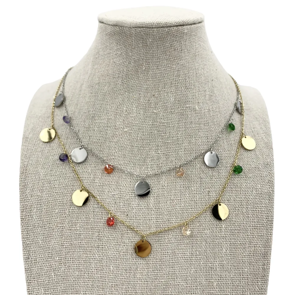 Tondo e zirconia 5037  - Collana Acciaio - CAC5037-Tondo e zirconia - Collana Corta in Acciaio