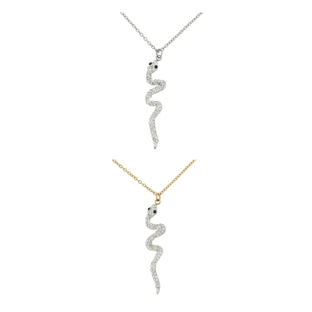 Serpente - Girocollo in Acciaio con Strass - CAC6339-Serpente - Girocollo in Acciaio con Strass