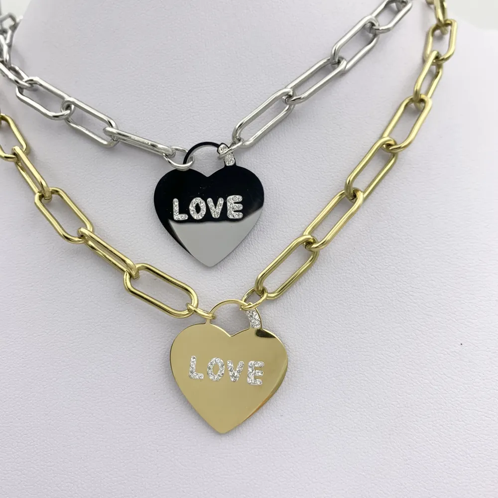 CAC64451-Cuore Love- Collana Corta in Acciaio - CAC6451-Cuore Love- Collana Corta in Acciaio