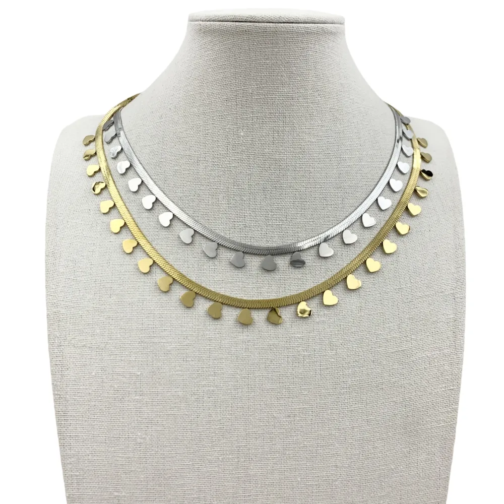 CAC7058-Serpente con Cuore-Collana Corta in Acciaio - CAC7058-Serpente con Cuore-Collana Corta in Acciaio