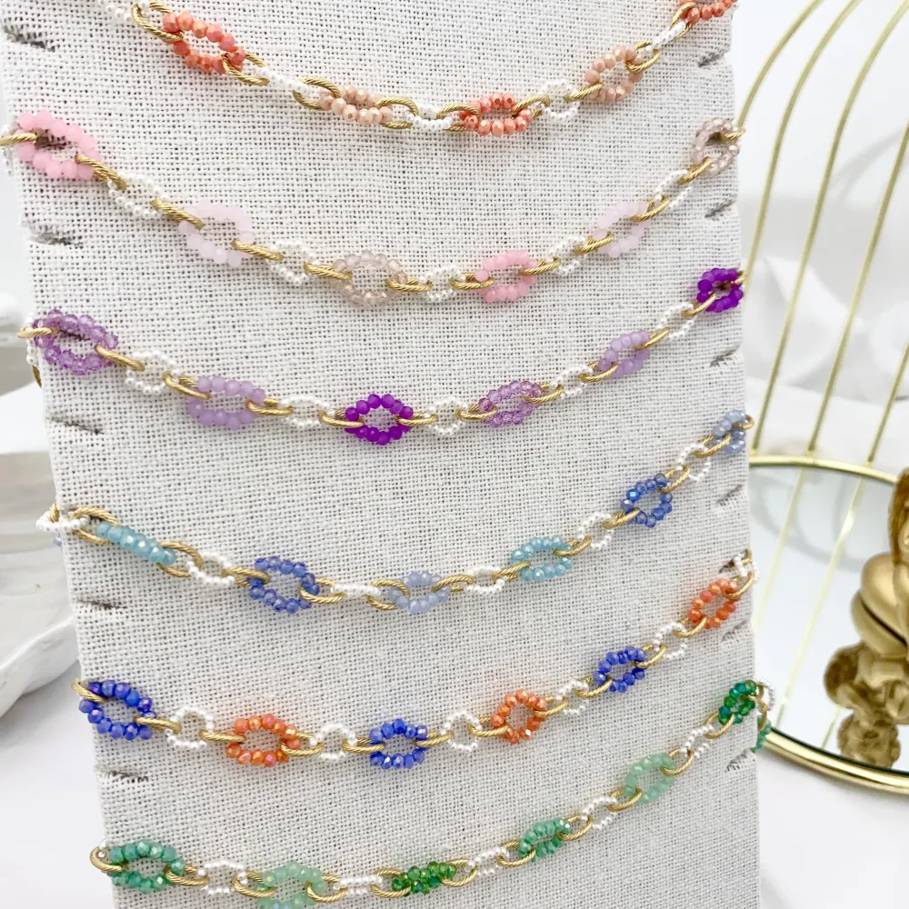 Catena con Perline-Collana Corta in Acciaio - CAC-735-21