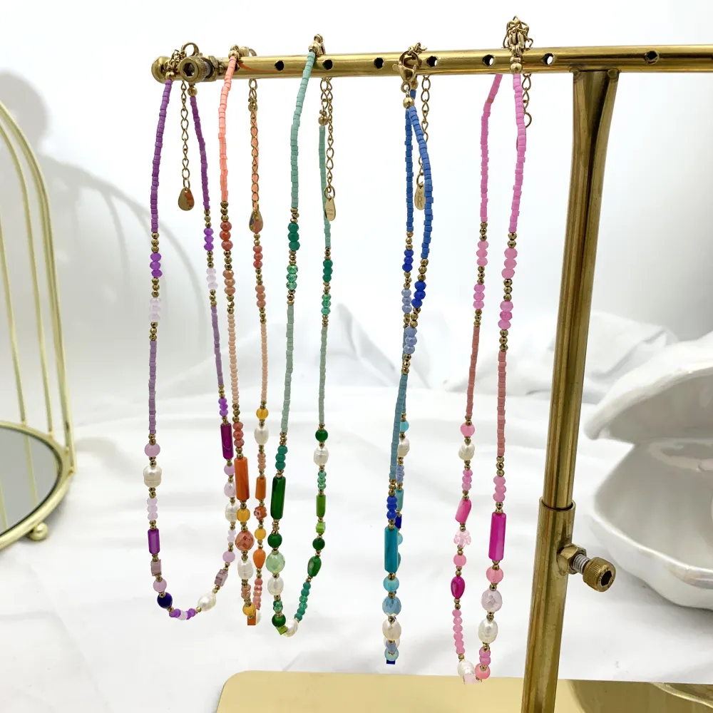 Catena con Perline-Collana Corta in Acciaio - CAC-735-25