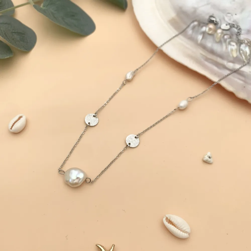 CAC7605-Perla -Collana Corta in Acciaio - CAC7605-Perla -Collana Corta in Acciaio