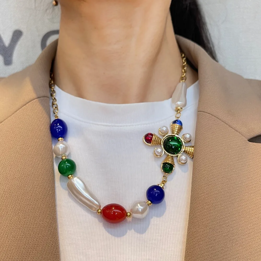 Ovale Croce -Collana Corta in Acciaio - CAC-765-71