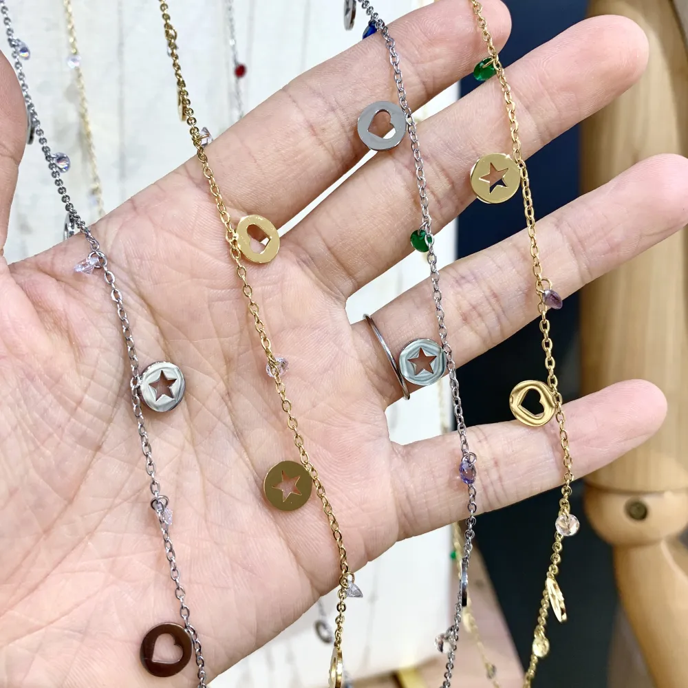 Stella e Zirconia-Collana Lunga in Acciaio - CAL-103-AA835N