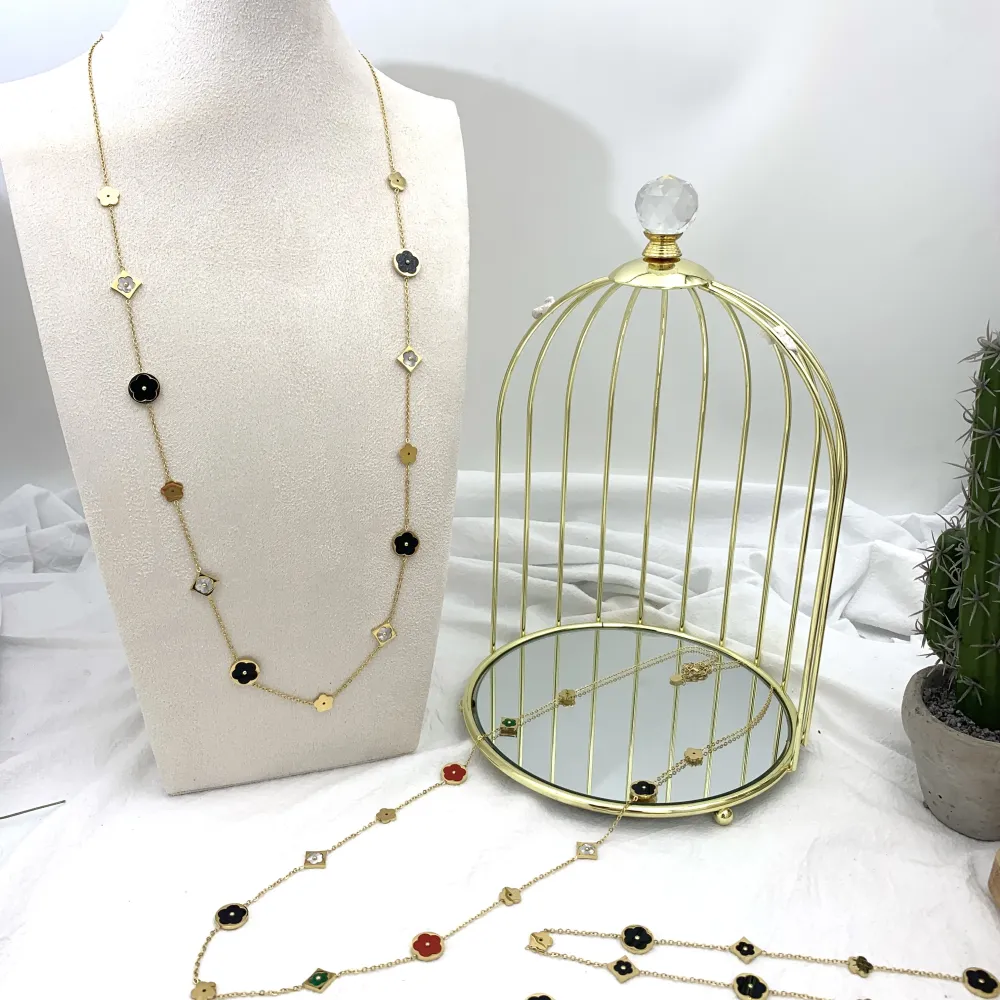 Fiore-Collana Lunga in Acciaio - CAL-413-2356