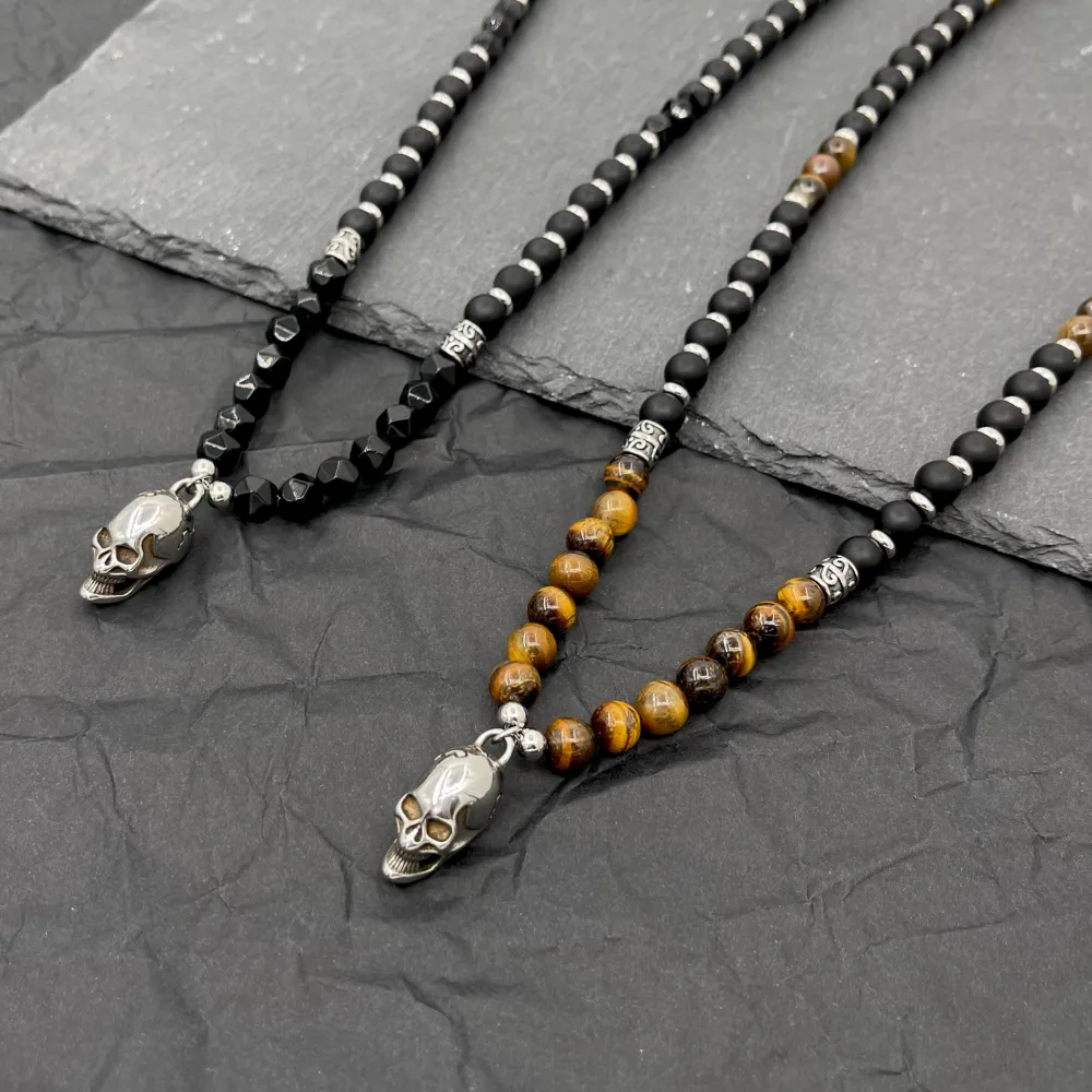 Teschio-Collana Lunga in Acciaio - CAU-600-H282