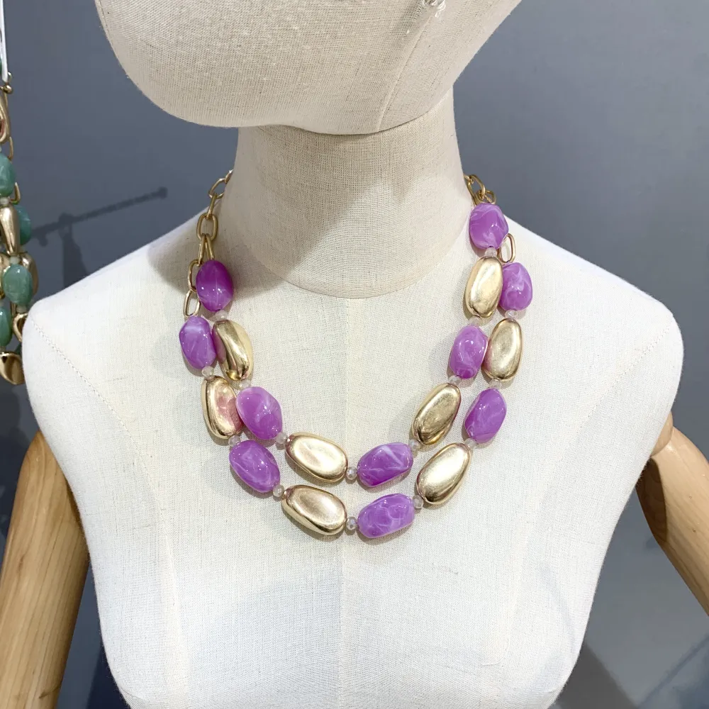 Effetto Pietra-Collana Corta in Acciaio - CMC-732-245