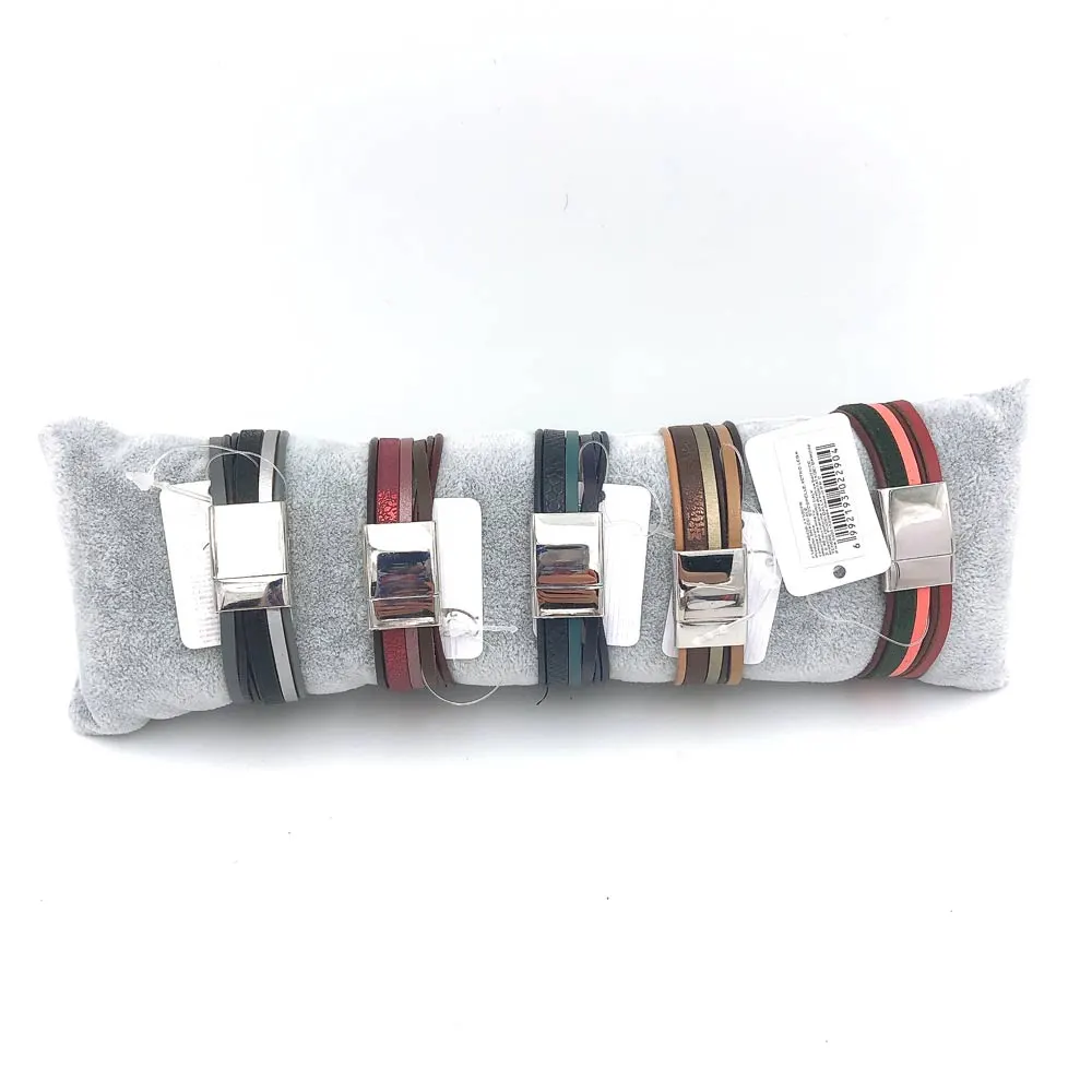 Bracciale con cuscino in omaggio - Colorati in cuoio e pietra - 5 pz 8759