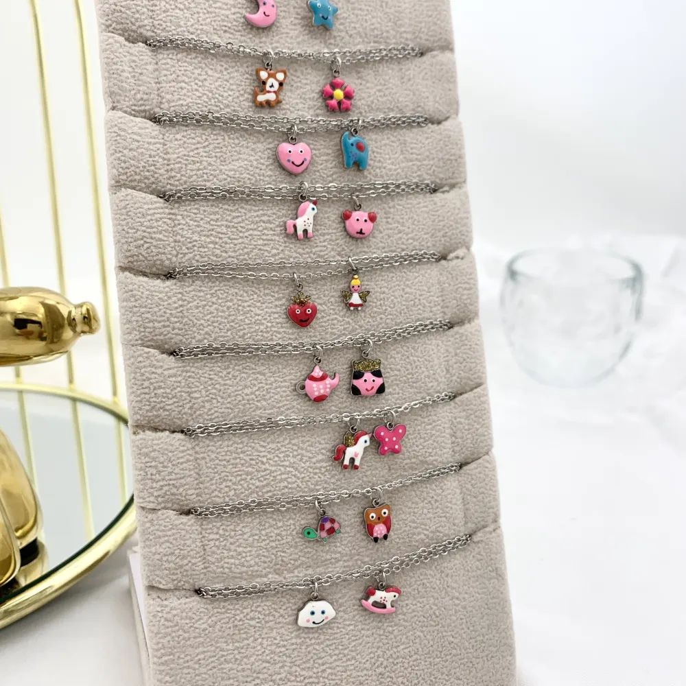 Soggetti Mix Smaltati da Bamba-24Pz Collane Corte in Acciaio - CPA-103-AA2226-2249N