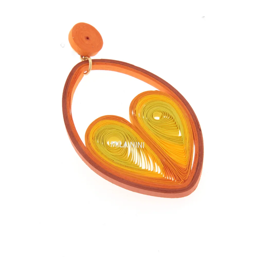 Orecchini handmade in carta - Cuore pendente-Oreccchini carta