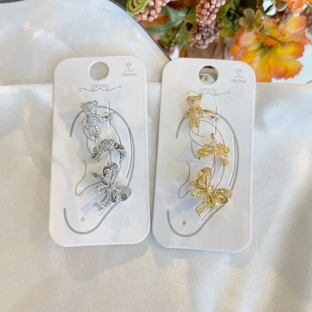 Set 3Pz  -Earcuff con Zirconia - EAK-506-301