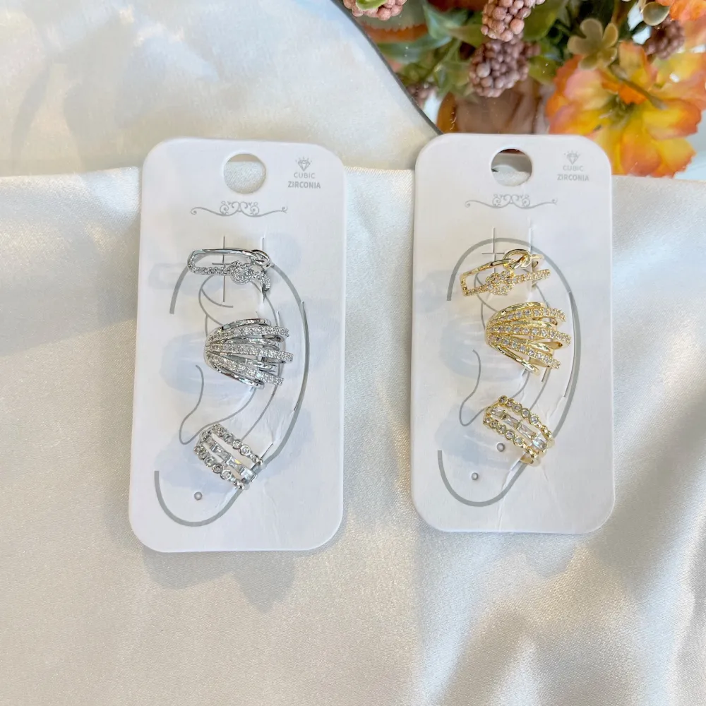 Set 3Pz  -Earcuff con Zirconia - EAK-506-305