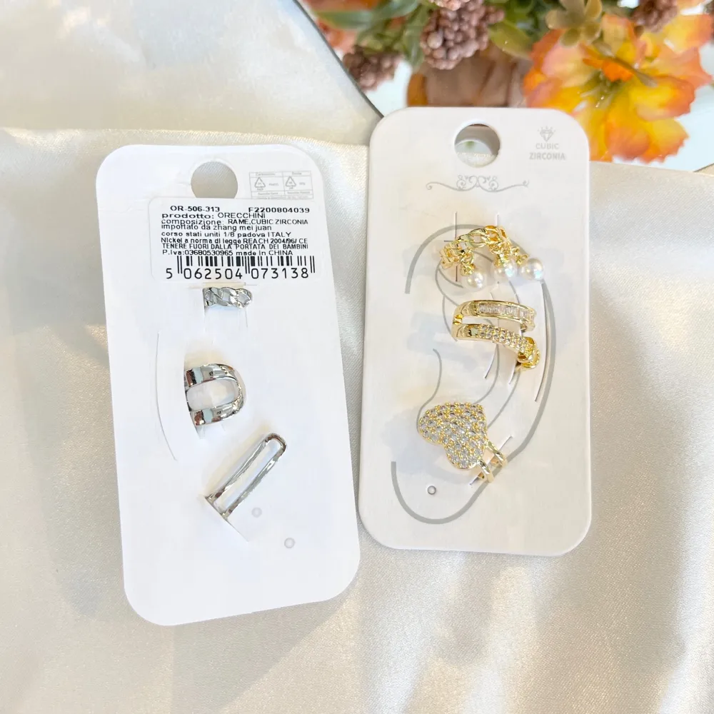 Set 3Pz  -Earcuff con Zirconia - EAK-506-313