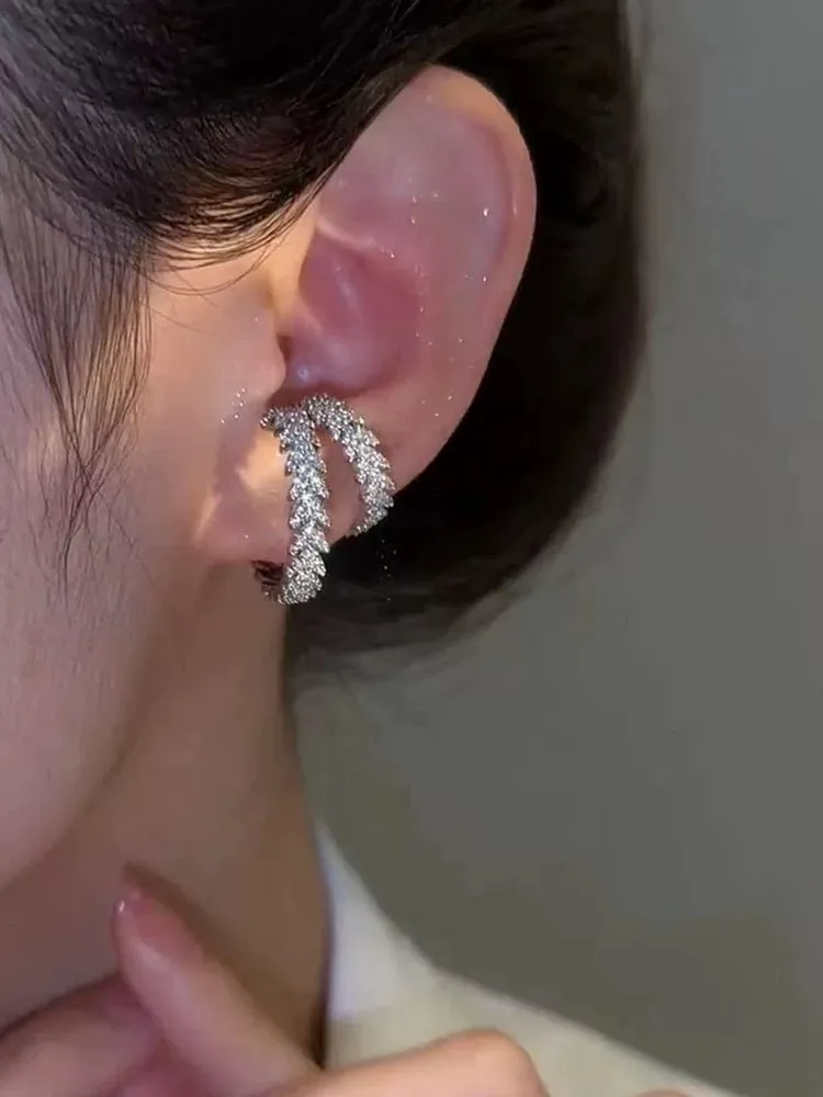 Doppio Cerchio con Zirconia-Earcuff in Ottone - EAK-506-333