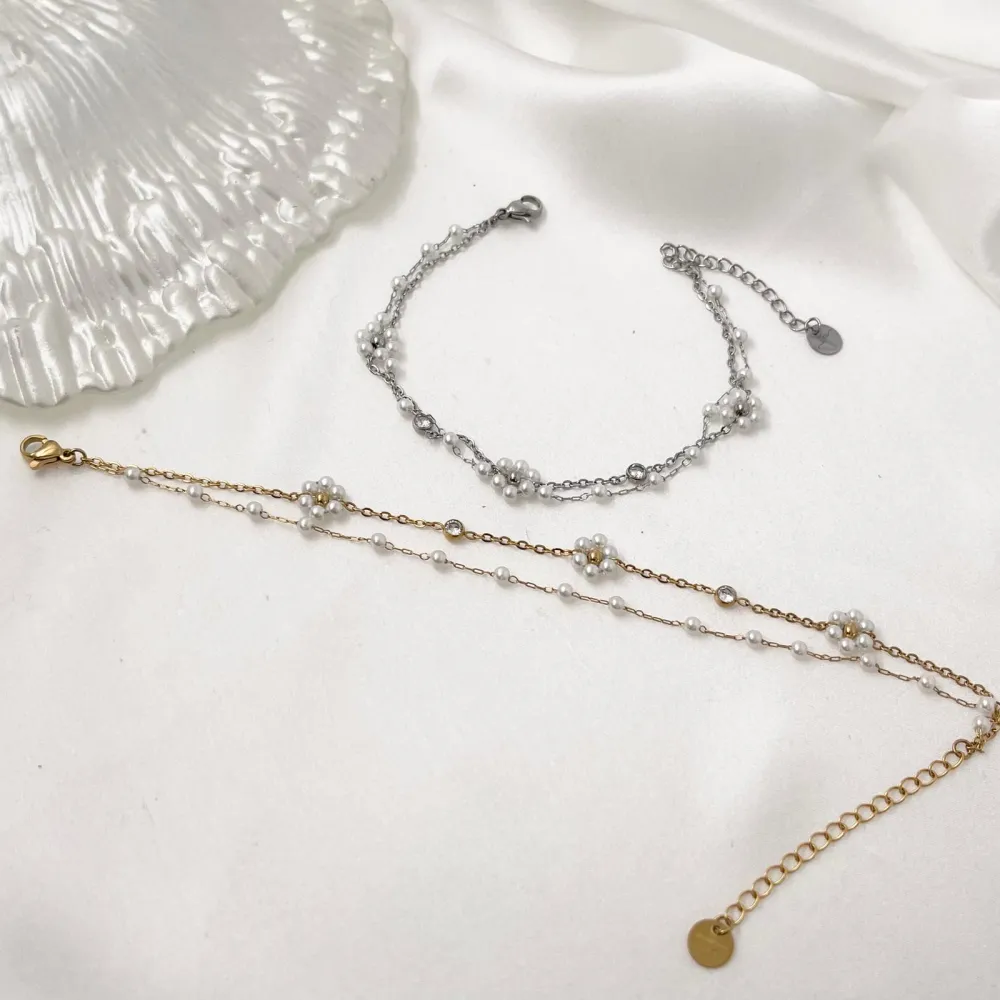 Doppio Filo con Margherita-Cavigliera in Acciaio - KAV-103-AA1179B