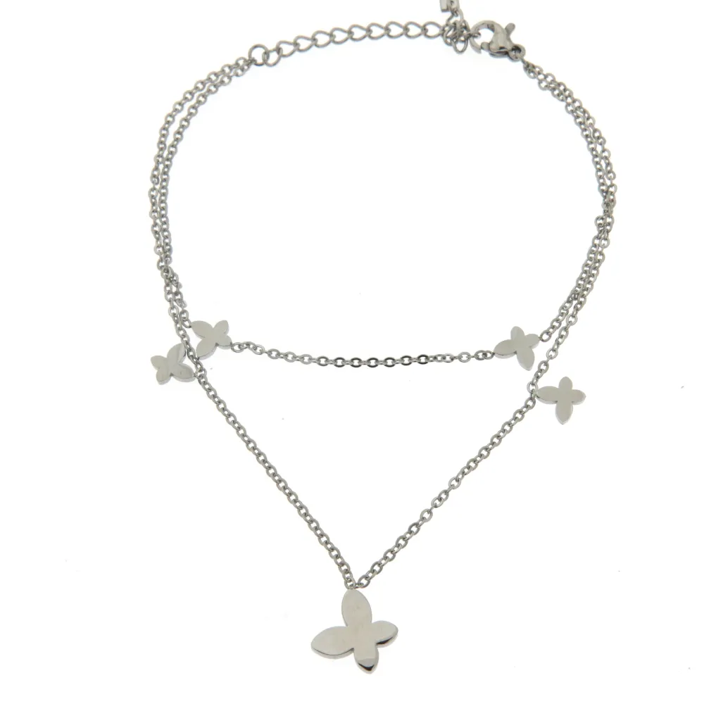 Farfalla 3185 - Cavigliera Doppia Catena in Acciaio - KAV-413-60